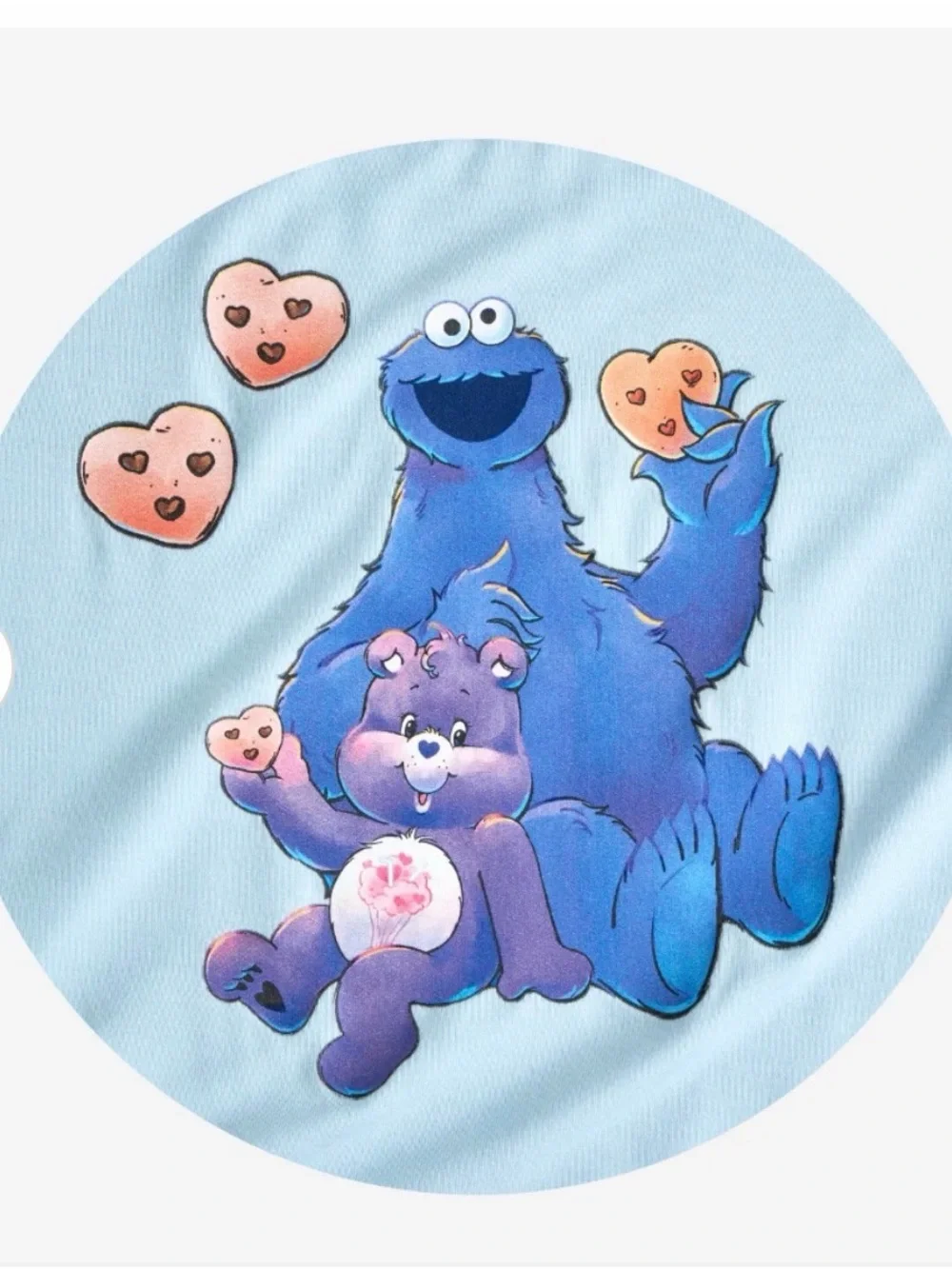 Posh Peanut Light Blue Hoodie with Sesame Street Cookie Monster care bear